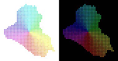 Renkli noktalı Irak Haritası