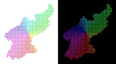 Renkli Pixelated Kuzey Kore Haritası