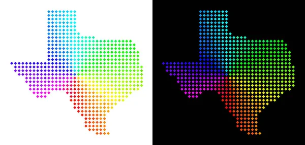 Mapa Texas Com Ponto Espectral Esquema Território Vetorial Cores Brilhantes — Vetor de Stock