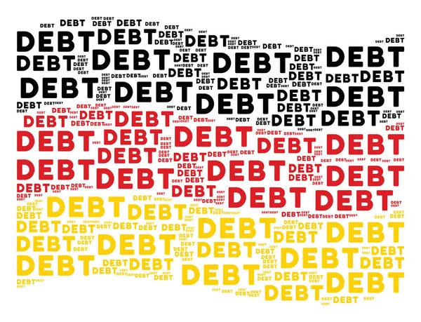 Agitant l'Allemagne Drapeau Modèle de mots de la dette — Image vectorielle