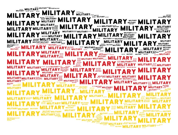 Vifta med tysk flagg Collage av militära textobjekt — Stock vektor