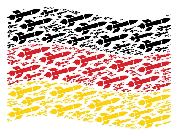 Ondeando bandera de Alemania patrón de lanzamiento de misiles artículos — Archivo Imágenes Vectoriales