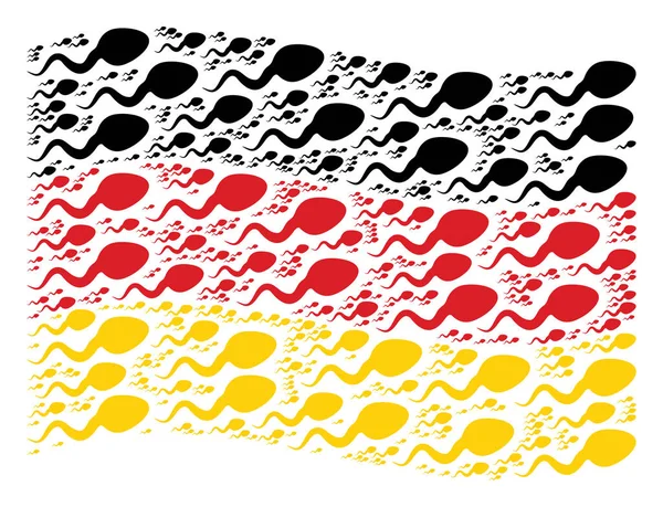 Viftande Tyskland flagga Collage av spermie ikoner — Stock vektor