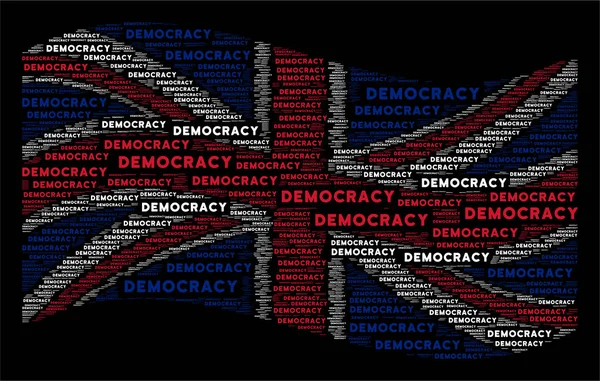 Das Schwenken der Flagge des Vereinigten Königreichs nach demokratischen Texten — Stockfoto