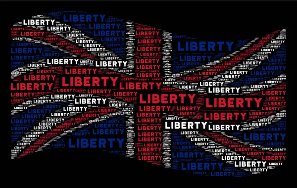 Waving UK Flag Mosaic of Liberty Texts