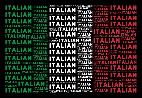 Oficjalna Flaga Włoski Płaskie Skład Założony Włoski Tekstów Czarnym Tle — Wektor stockowy