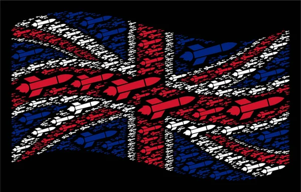 Macha wzór flagi Wielkiej Brytanii rakietowej rozpoczęcie elementów — Zdjęcie stockowe