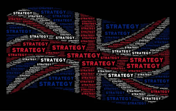 Waving Great Britain Flag Pattern of Strategy Text Items