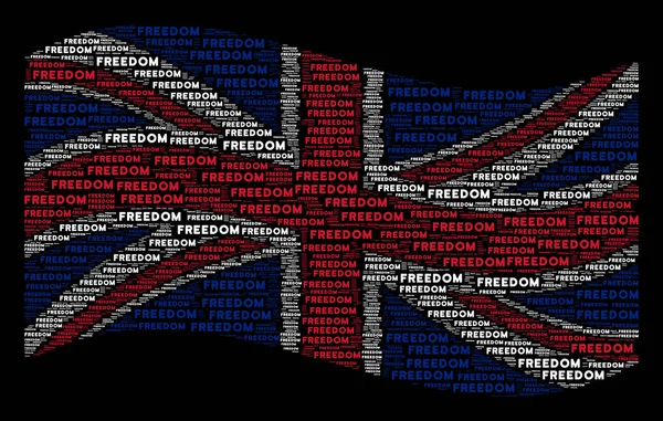 Размахивая Флагом Английского Штата Черном Фоне Элементы Слова Raster Freedom — стоковое фото