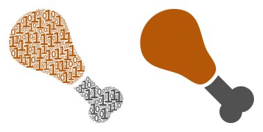 Kızarmış tavuk bacak kolaj ikili basamak