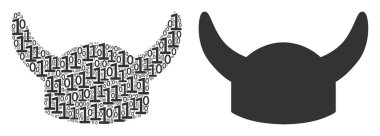 Boynuzlu miğfer kolaj ikili basamak