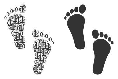 İnsan adımları kolaj ikili basamak