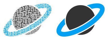 Gezegen Satürn mozaik ikili basamak