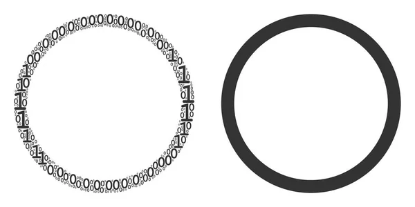 Cirkel bubbla Collage av binära siffror — Stock vektor