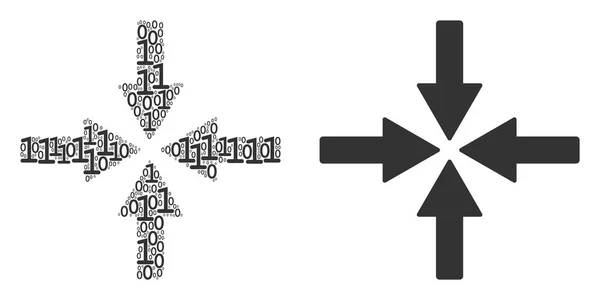 Kollidieren Pfeile Mosaik aus binären Ziffern — Stockvektor