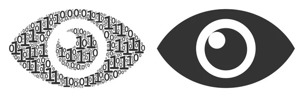 Oog samenstelling van binaire cijfers — Stockvector