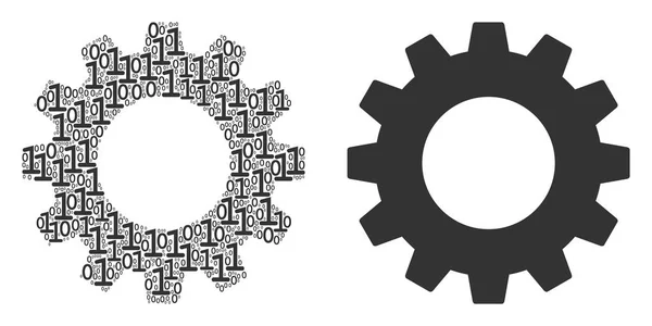 Composição de engrenagem de dígitos binários —  Vetores de Stock