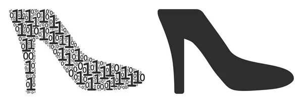 Lady Shoe Composição de dígitos binários — Vetor de Stock