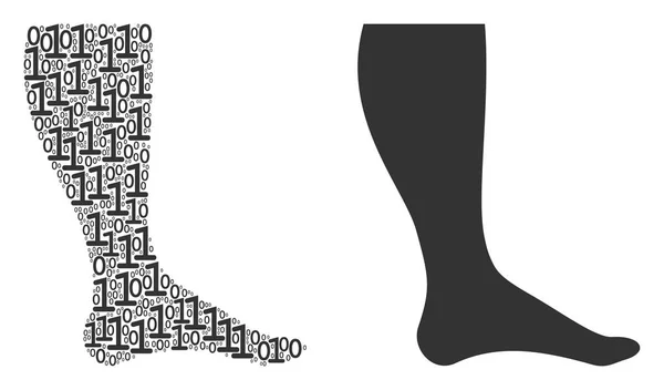 Collage de jambes de chiffres binaires — Image vectorielle