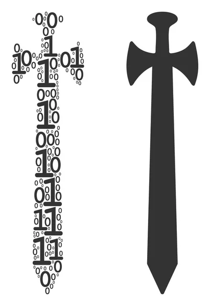 2進数の中世の剣モザイク — ストックベクタ