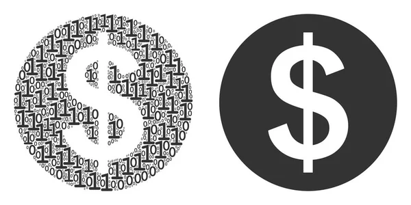 Dinheiro mosaico de dígitos binários — Vetor de Stock