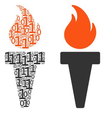 Meşale yangın kompozisyon ikili basamak