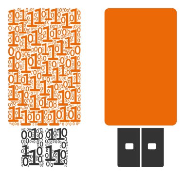 İkili basamak mozaiği USB birden parlamak götürmek