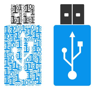 İkili basamak mozaiği USB birden parlamak götürmek