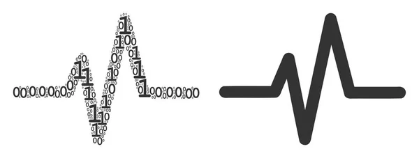 Pulse mozaïek van binaire cijfers — Stockvector