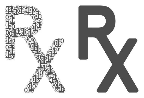 RX medycznych Symbol skład cyfr binarnych — Wektor stockowy
