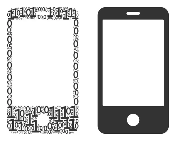 Composición de Smartphone de dígitos binarios — Archivo Imágenes Vectoriales