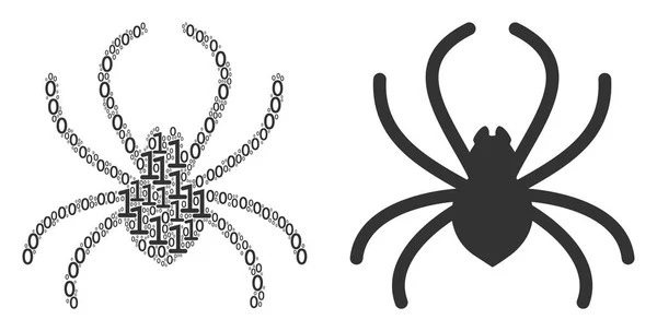 Pavouk složení binárních číslic — Stockový vektor