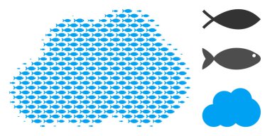 Balık yarı ton bulut kompozisyon