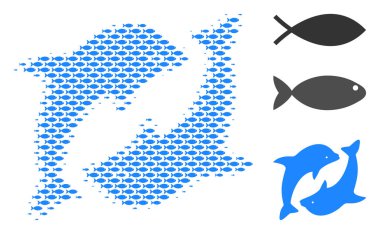 Balık yarı ton yunuslar kompozisyon