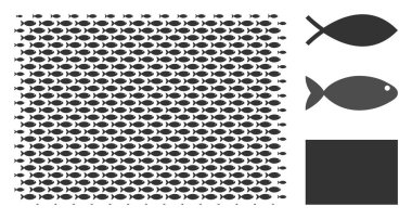 Balık yarı ton dolu Rectange kompozisyon