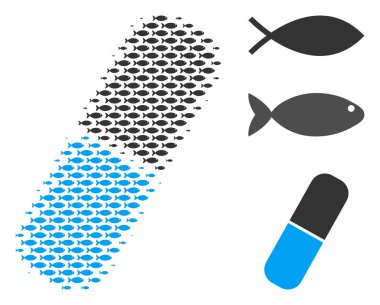 Balık yarı ton tıbbi kapsül mozaik