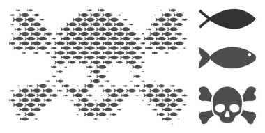 Balık yarı ton kafatası ölüm kompozisyon