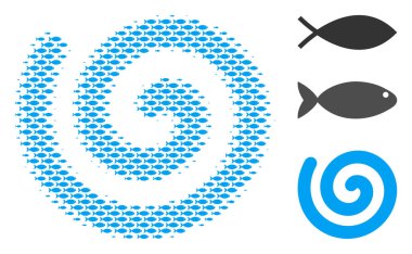 Balık yarı ton sarmal mozaik