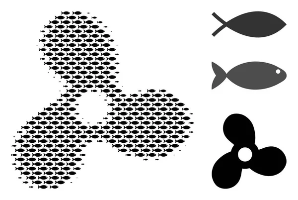 Balık yarı ton tekne pervanesi kolaj