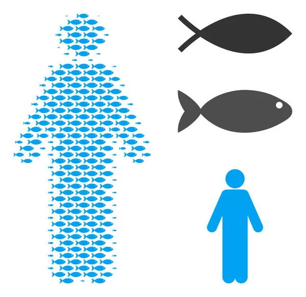 Balık yarı ton adam kişi mozaik