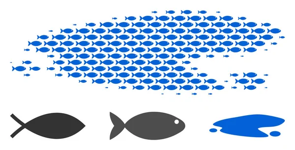 Balık yarı ton su birikintisi kolaj