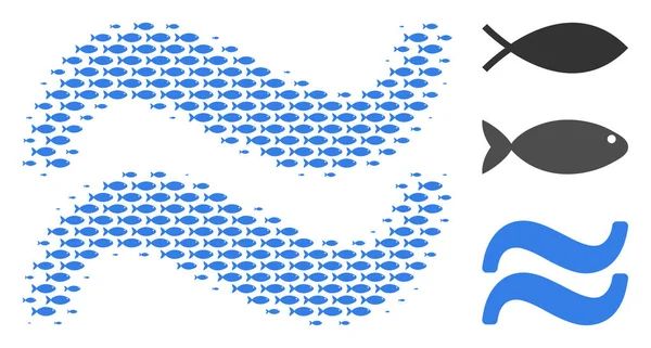 Balık yarı ton su dalgalar mozaik