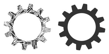 Karikatür mozaik hizmet araçları