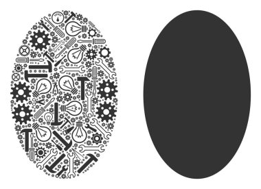 Onarım araçları bileşimi dolu elips