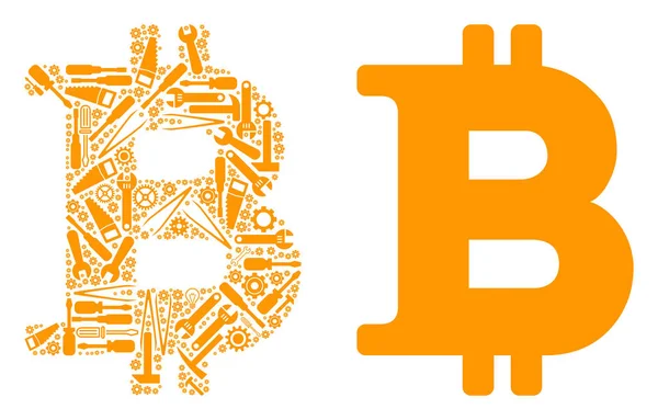 Bitcoin Mosaico di strumenti di servizio — Vettoriale Stock