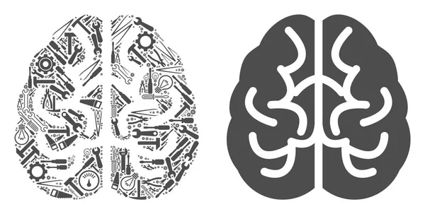 Composition cérébrale des outils de service — Image vectorielle