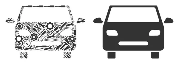 Composición del coche de herramientas de servicio — Vector de stock
