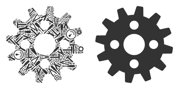 Cogwheel Composição de ferramentas de serviço — Vetor de Stock