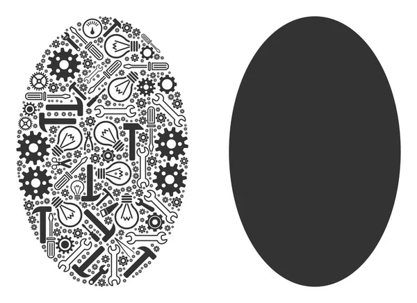 Onarım araçları bileşimi dolu elips