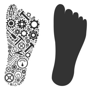 İnsan ayak izi mozaik hizmet araçları